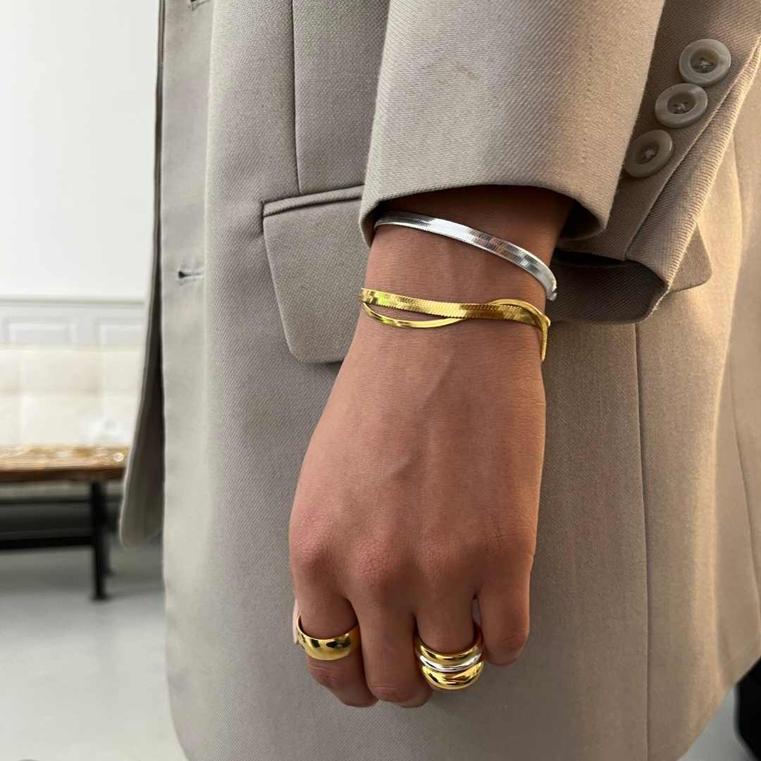 Platt Ormlänk Armband – 925 Silverpläterat, 4 mm