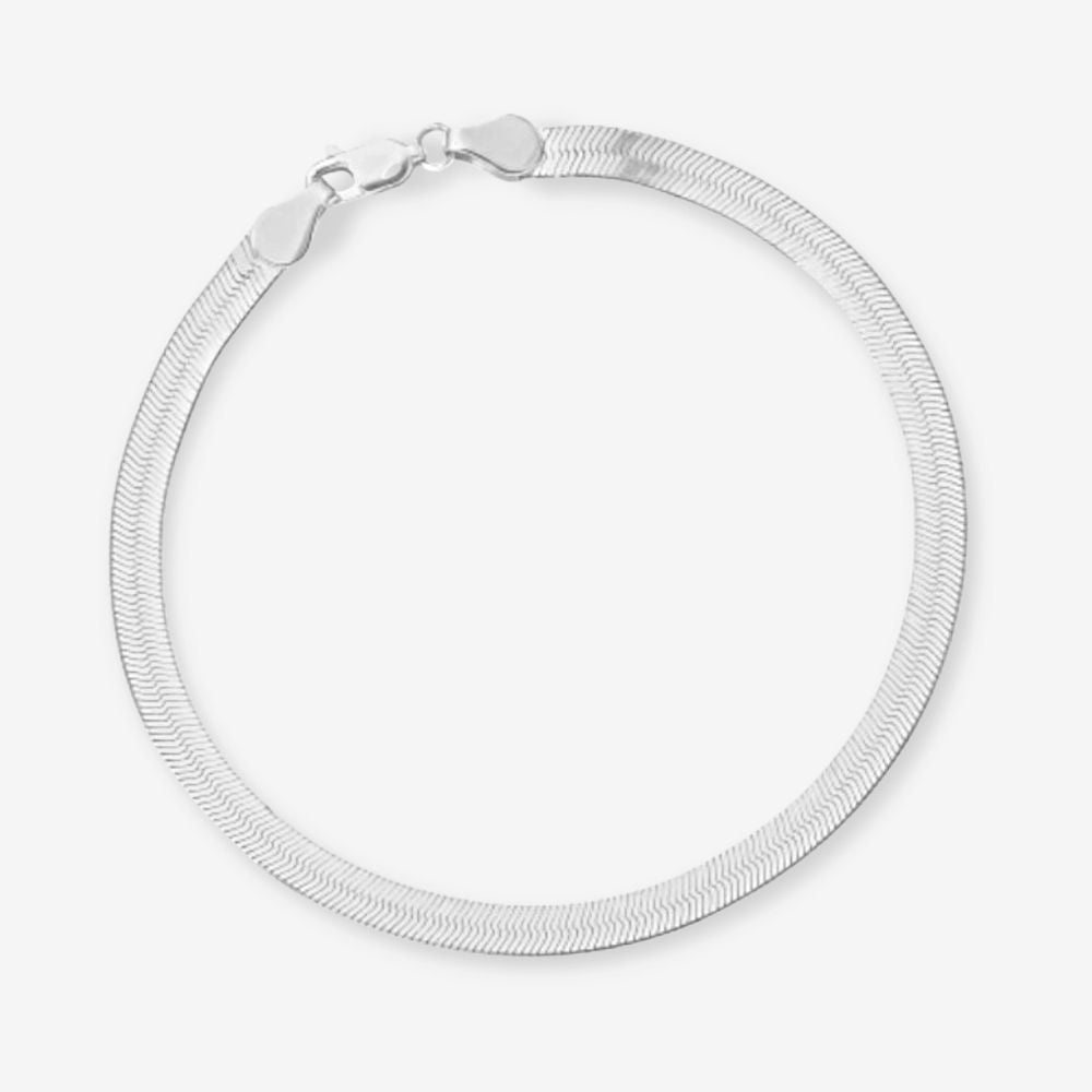 Platt Ormlänk Armband – 925 Silverpläterat, 4 mm