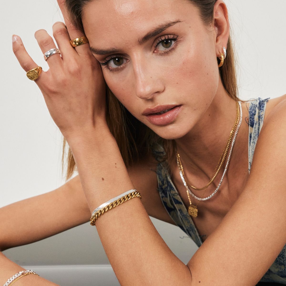 Platt Ormlänk Armband – 925 Silverpläterat, 4 mm