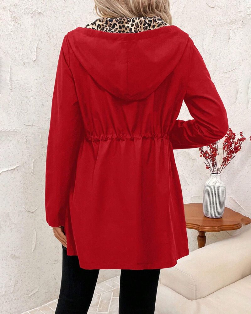 Vändbar Huva Kappa med Leopardmönster